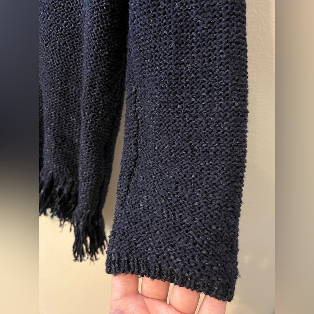 Ruby Rd Dark Navy Blue Beaded Neckline Pullover Fringe Winter Sweater! - Picture 7 of 12